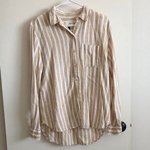 Universal Thread Beige & White Striped Shirt